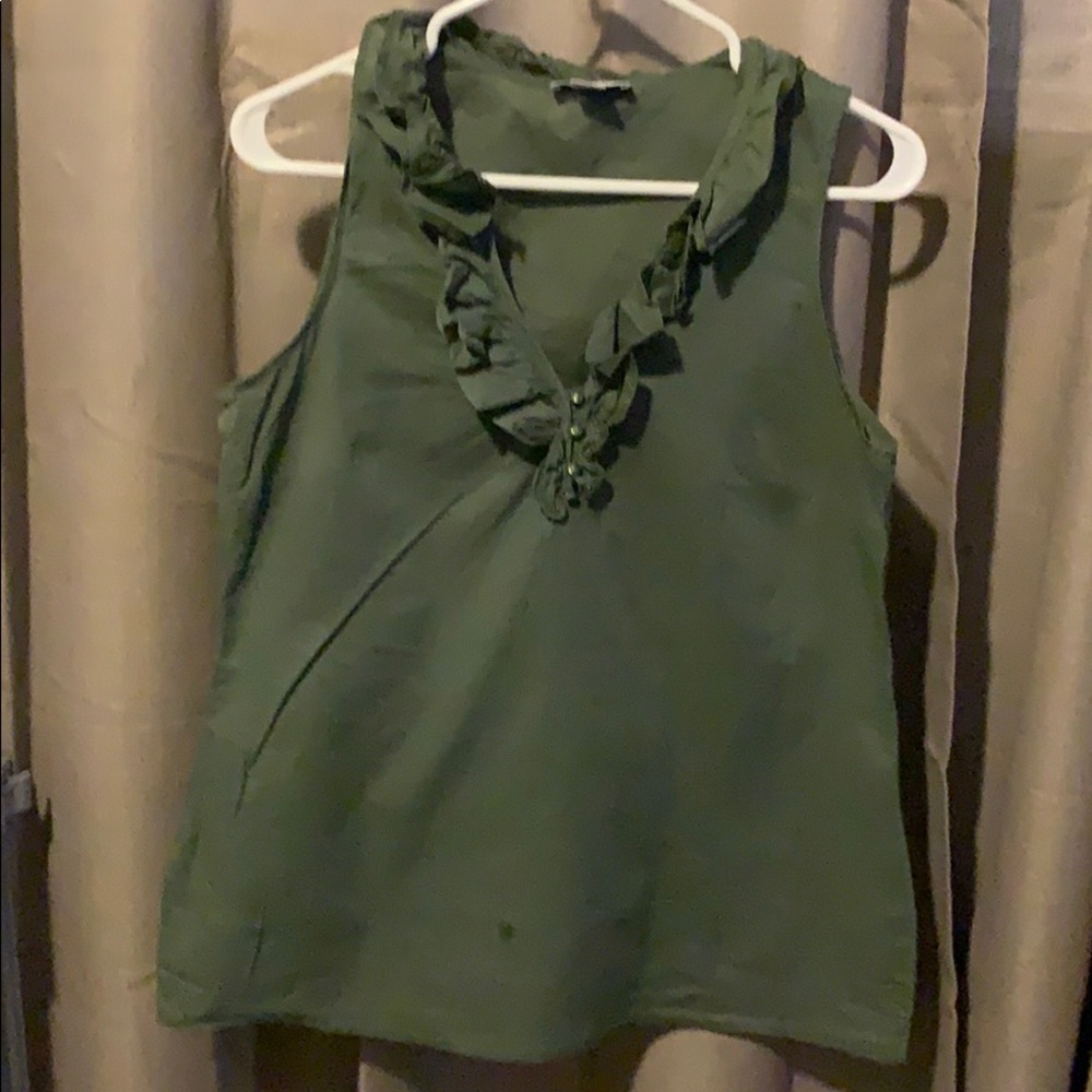 Ann Taylor LOFT green collar tank top